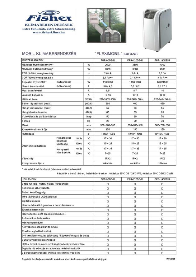 Fisher FLEXIMOBIL sorozat műszaki adatlap